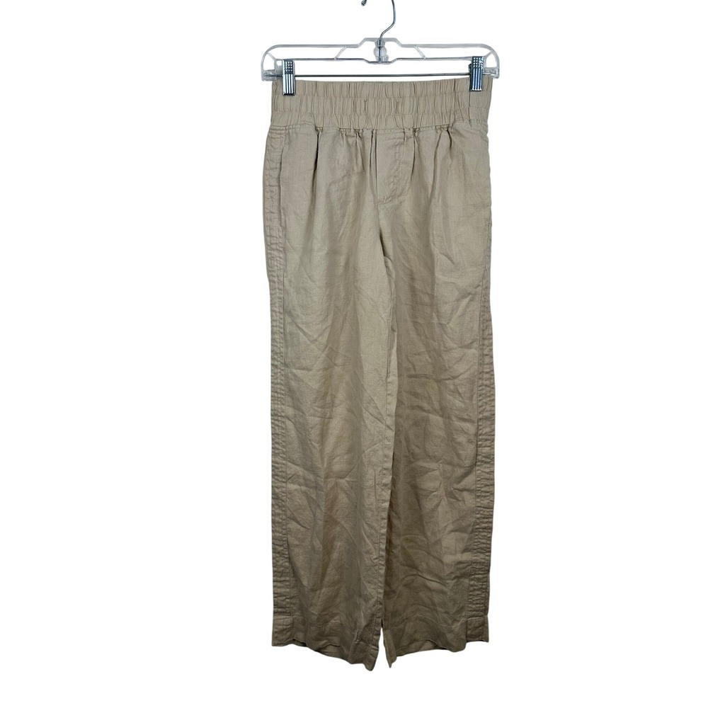 Quince Wide Leg Pant Women XS Driftwood Beige Excellent 100% European Linen